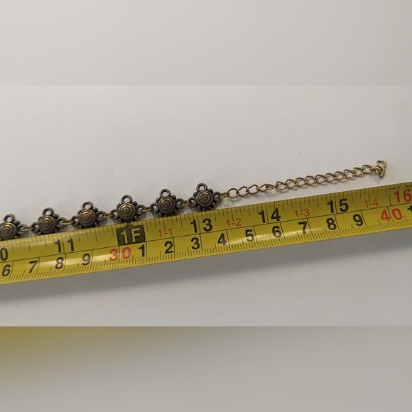 VTG METAL BRONZE/GOLD TONE MOON & STARS NATURAL GEM STONE NECKLACE - Picture 8 of 13